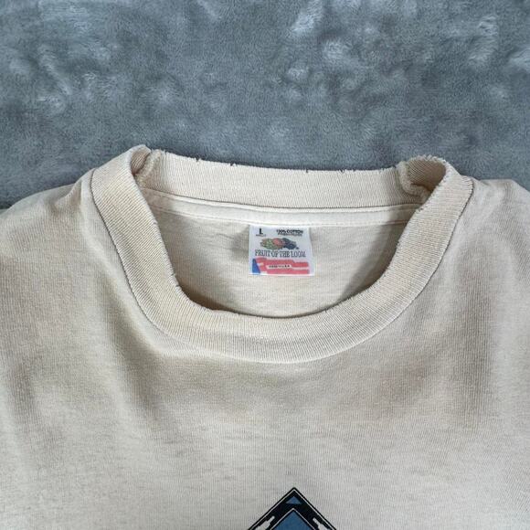 Distressed Vintage 1994 Aztec Navajo Horseman Motif Cream Longsleeve Shirt SizeL - Picture 3 of 7